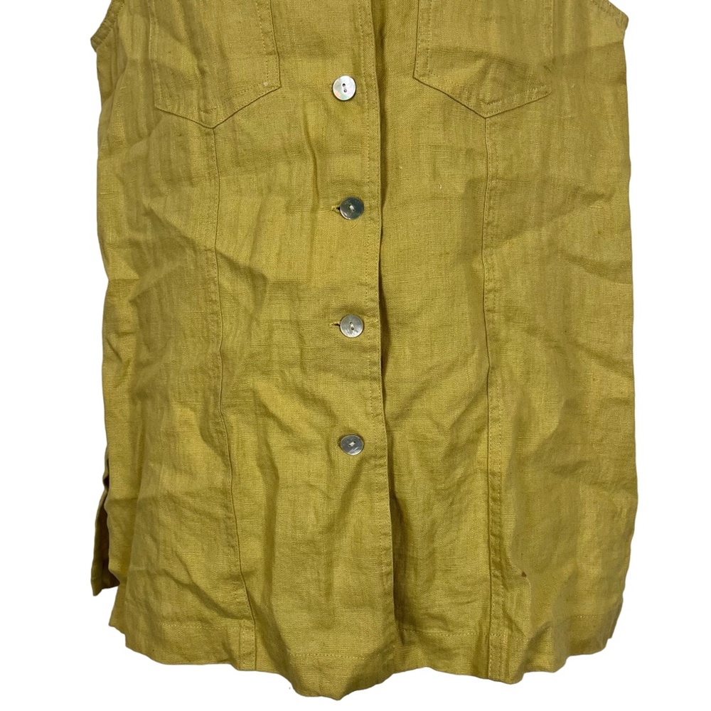 CHICO'S DESIGN Yellow Pale 100% Linen Sleeveless Button Down Casual Top Shirt  1 - Picture 6 of 16